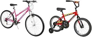 Dynacraft Womens 26 Inch Wheels 18 Speed Mountain Bike and 16 Inch BMX Bike for Age 5-7 Years