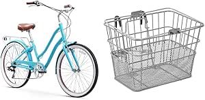 sixthreezero EVRYjourney Steel Women's 7-Speed 26" Hybrid Bike & Detachable Apollo Steel Half-Mesh Bicycle Basket