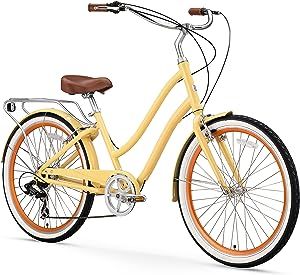 sixthreezero EVRYjourney Women's Beach Cruiser Bike, Step Through Hybrid Bicycle, 24 or 26 Inch Wheels, Multiple Speed Options and Colors