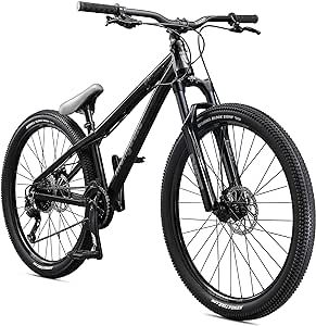 Mongoose Fireball Dirt Jump Mens and Womens Mountain Bike, 26-Inch Wheels, Mechanical Brakes, T1 Aluminum Frame