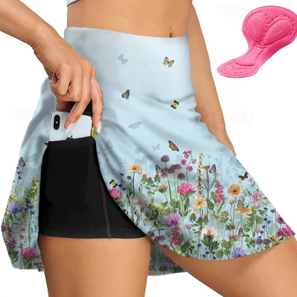 Women's Floral Cycling Skort with 3D Pad