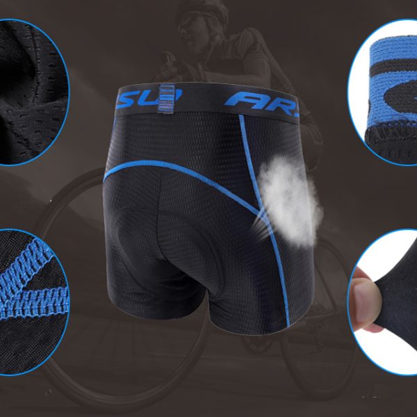 Arsuxeo Men's 3-Pack Padded Cycling Shorts