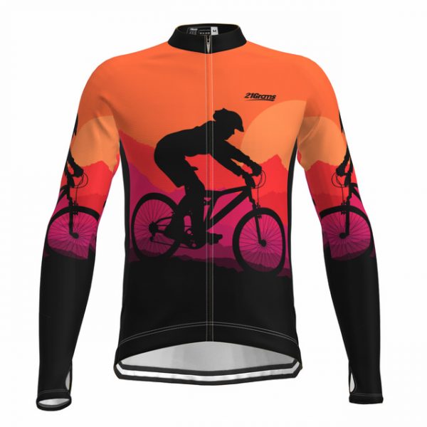 Men's Long Sleeve Cycling Jersey with Pockets