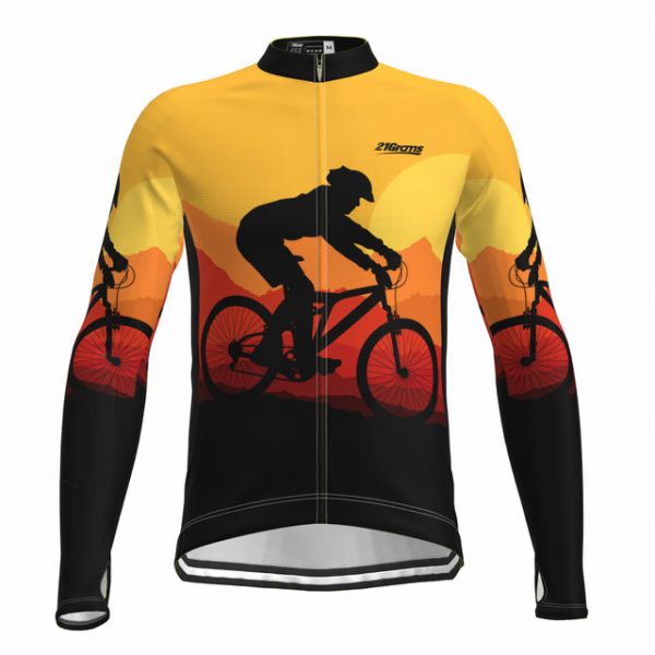 Men's Long Sleeve Cycling Jersey with Pockets