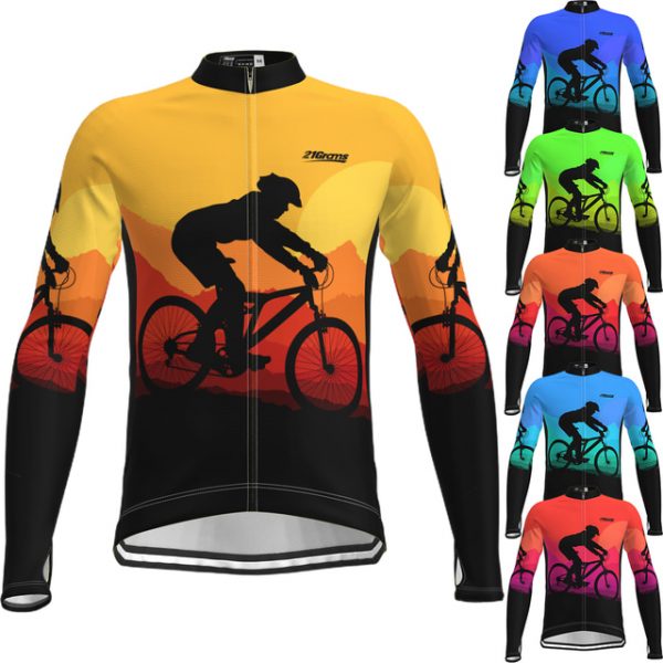 Men's Long Sleeve Cycling Jersey with Pockets