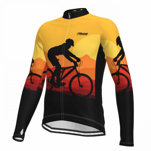 Men's Long Sleeve Cycling Jersey with Pockets