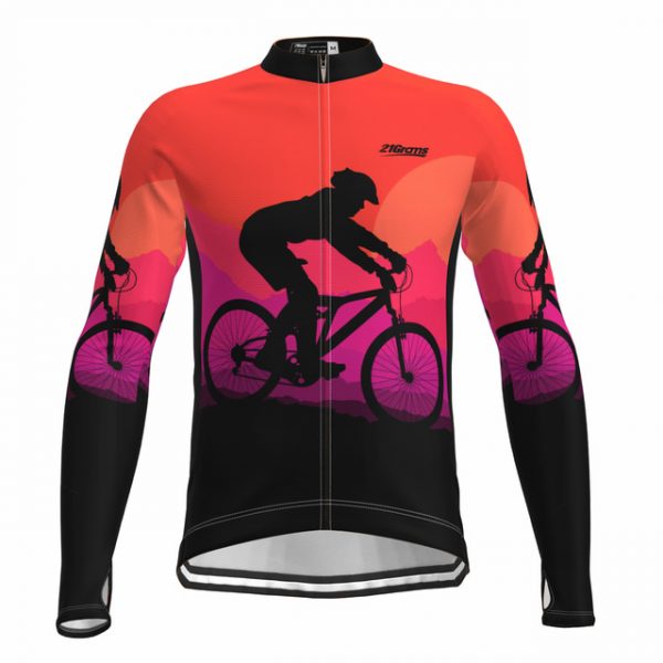 Men's Long Sleeve Cycling Jersey with Pockets