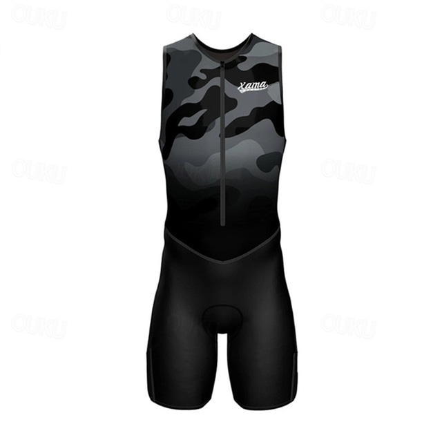 Men’s Sleeveless Triathlon Suit – Silver/Yellow