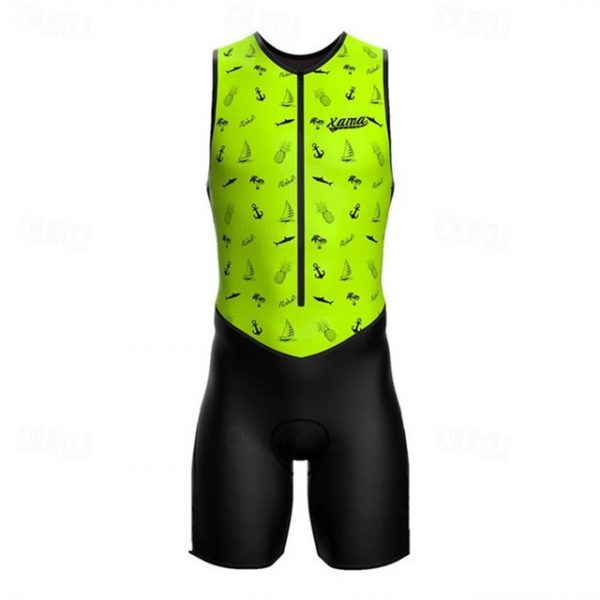 Men's Sleeveless Triathlon Suit - Silver/Yellow