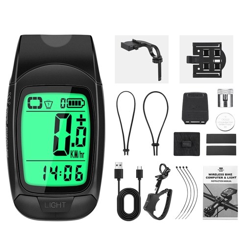 Wireless Waterproof Bike Speedometer with Light