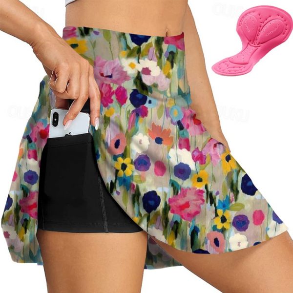 Women's Floral Cycling Skort with 3D Pad