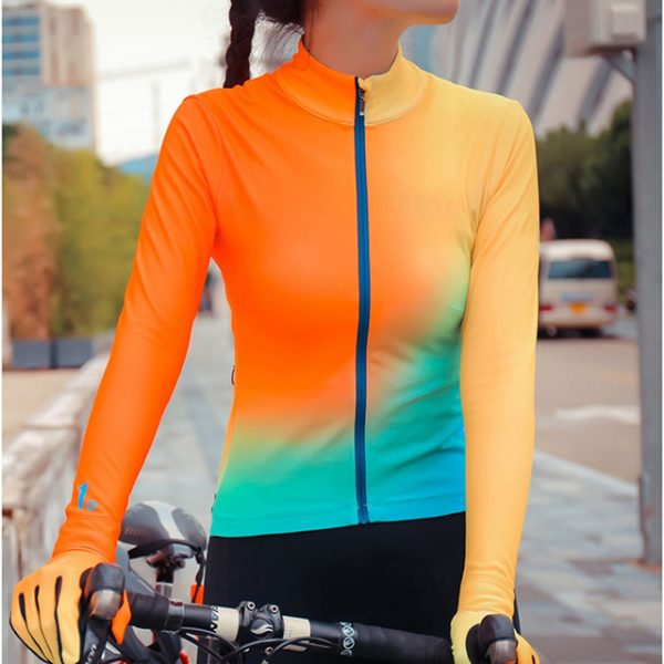 Women's Long Sleeve Cycling Jersey with Pockets