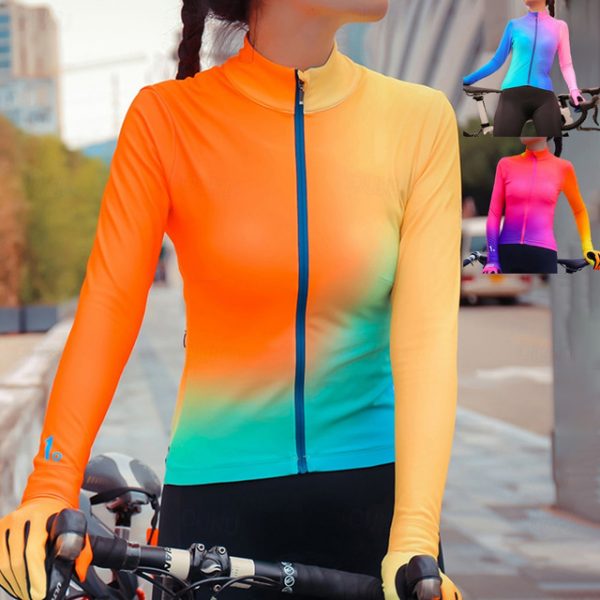 Women's Long Sleeve Cycling Jersey with Pockets