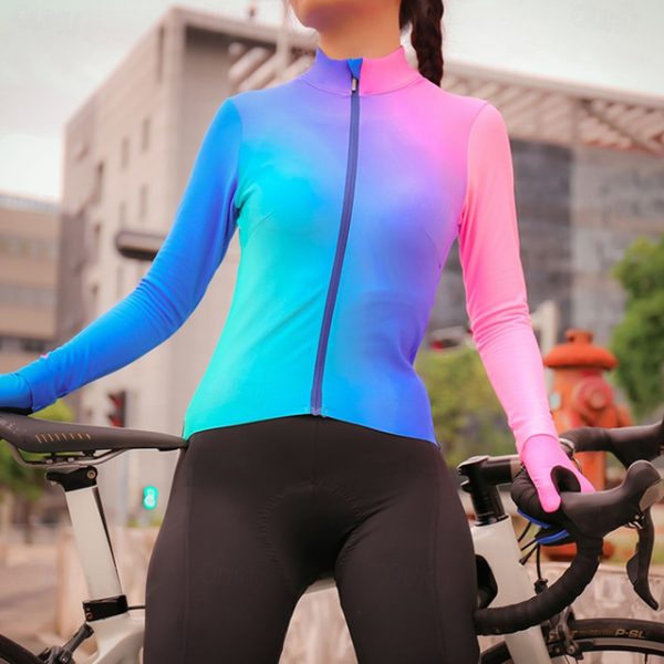 Women's Long Sleeve Cycling Jersey with Pockets