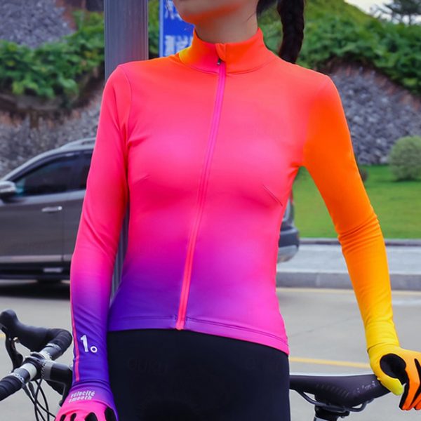 Women's Long Sleeve Cycling Jersey with Pockets