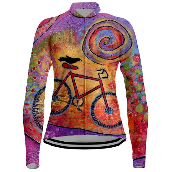 Women's Long Sleeve Cycling Jersey with Pockets