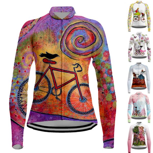 Women's Long Sleeve Cycling Jersey with Pockets