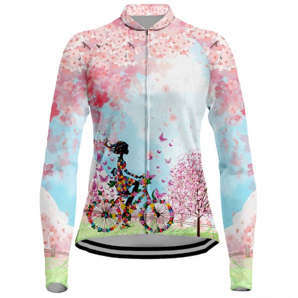 Women's Long Sleeve Cycling Jersey with Pockets