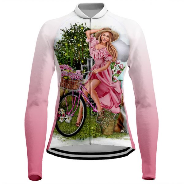 Women's Long Sleeve Cycling Jersey with Pockets