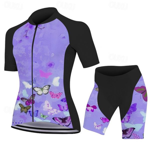 Women's Pink Butterfly Cycling Jersey & Shorts